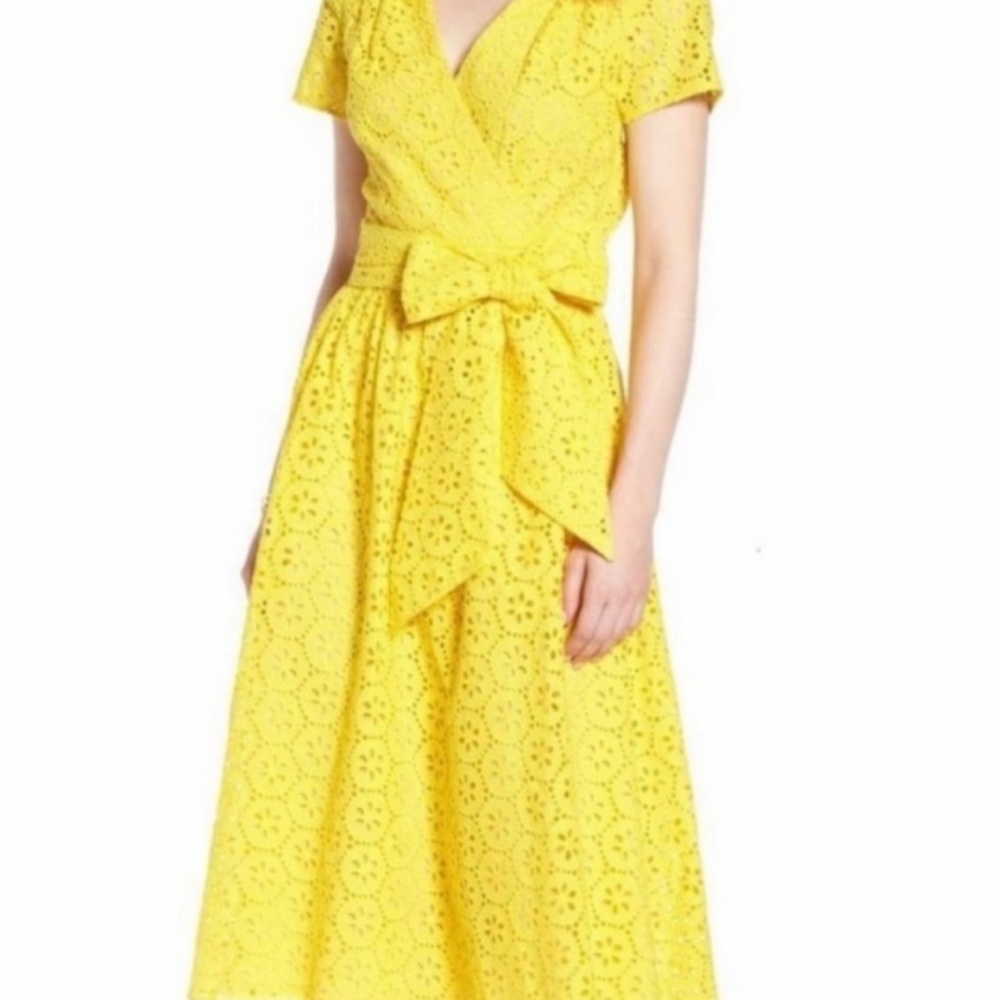 Nordstrom - 1901 Yellow Eyelet Short-Sleeve Cotton Sundress